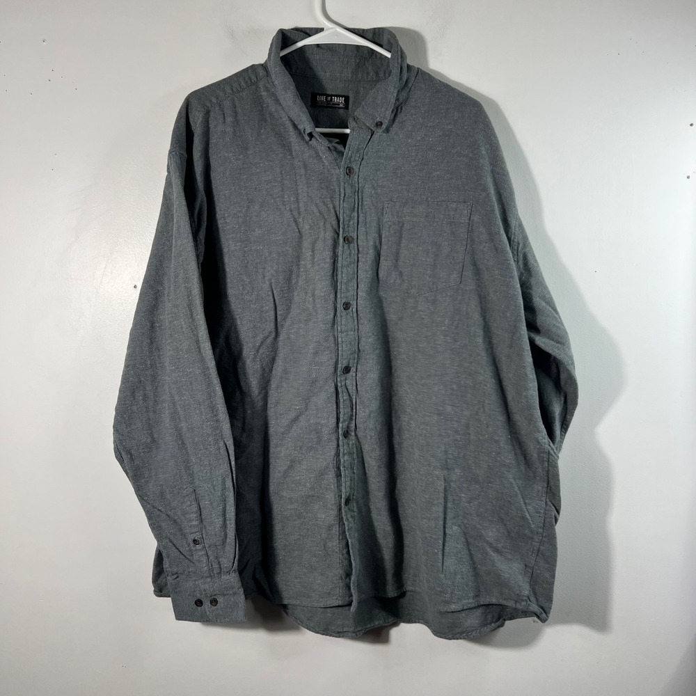 Mens Line Of Trade Cotton Flannel Tweed Look Shirt Blue Gray‎ 3XL Cotton
